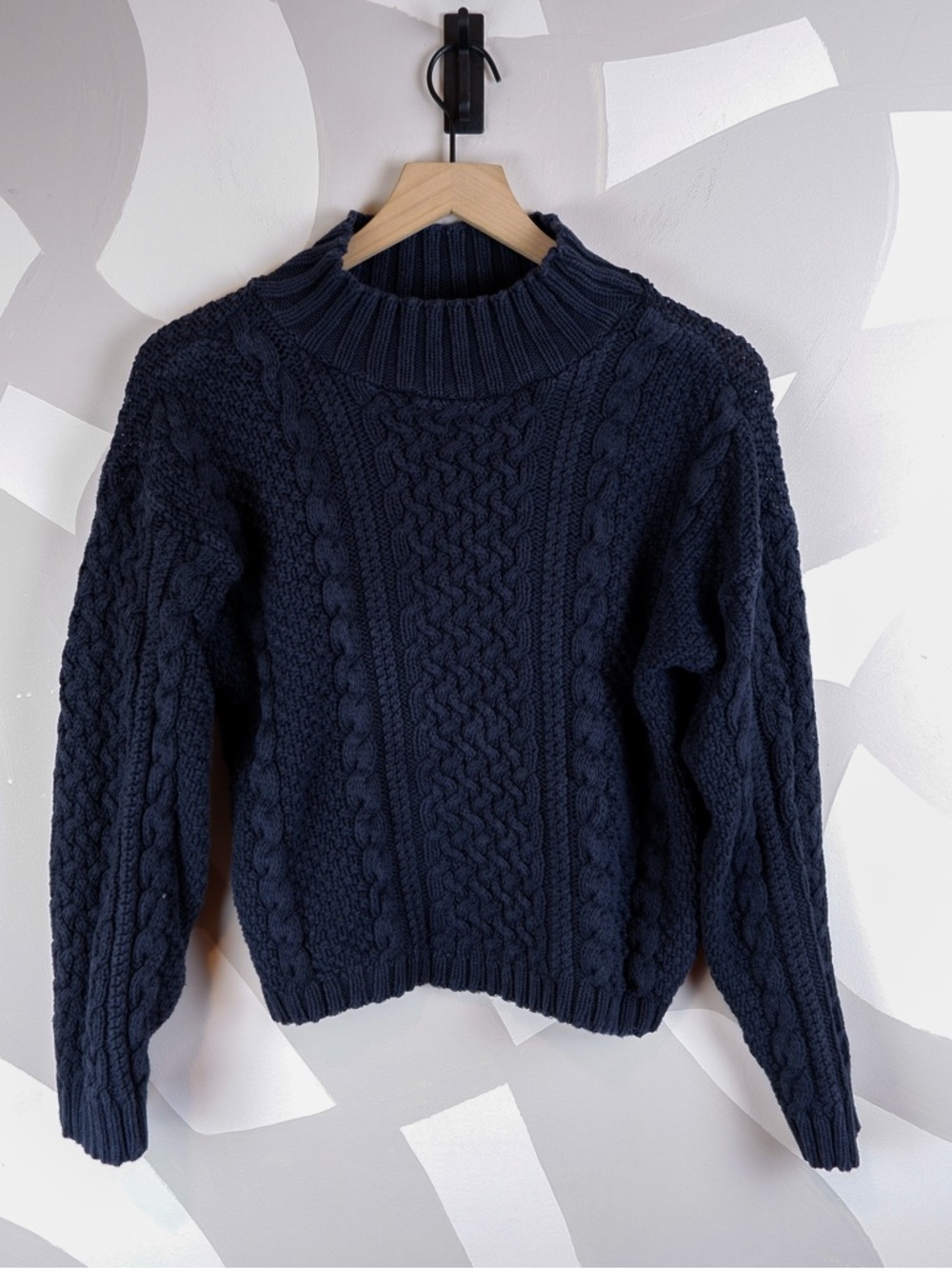 Vintage 80's 100% Cotton Contempo Casuals Cable Knit Navy Sweater